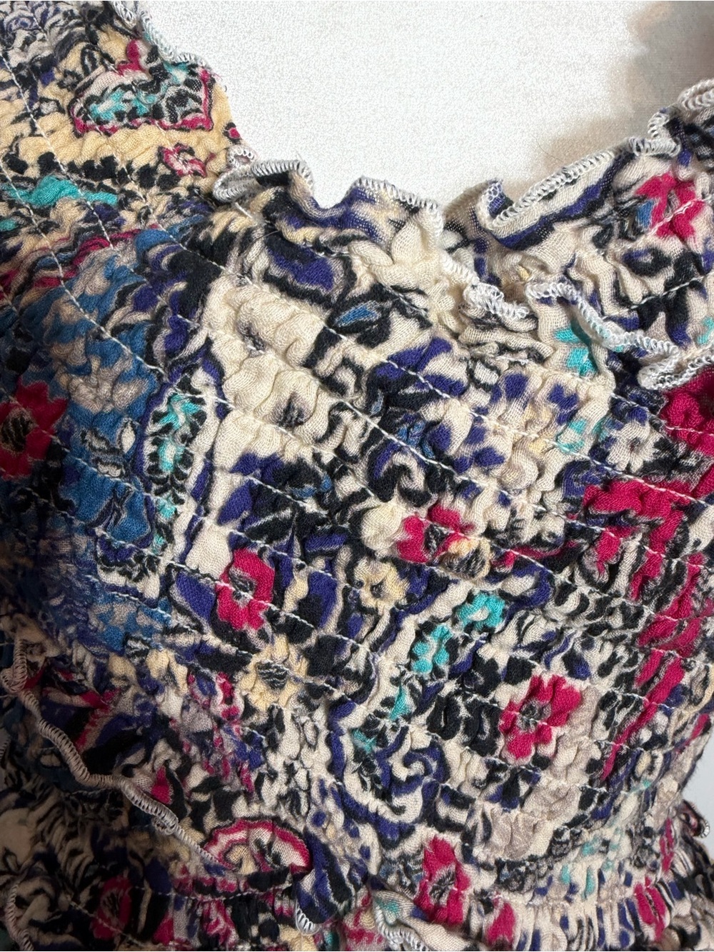 By Anthropologie Boho Off-Shoulder Floral Maxi Dress - Multicolor FLAW - Picture 6 of 12